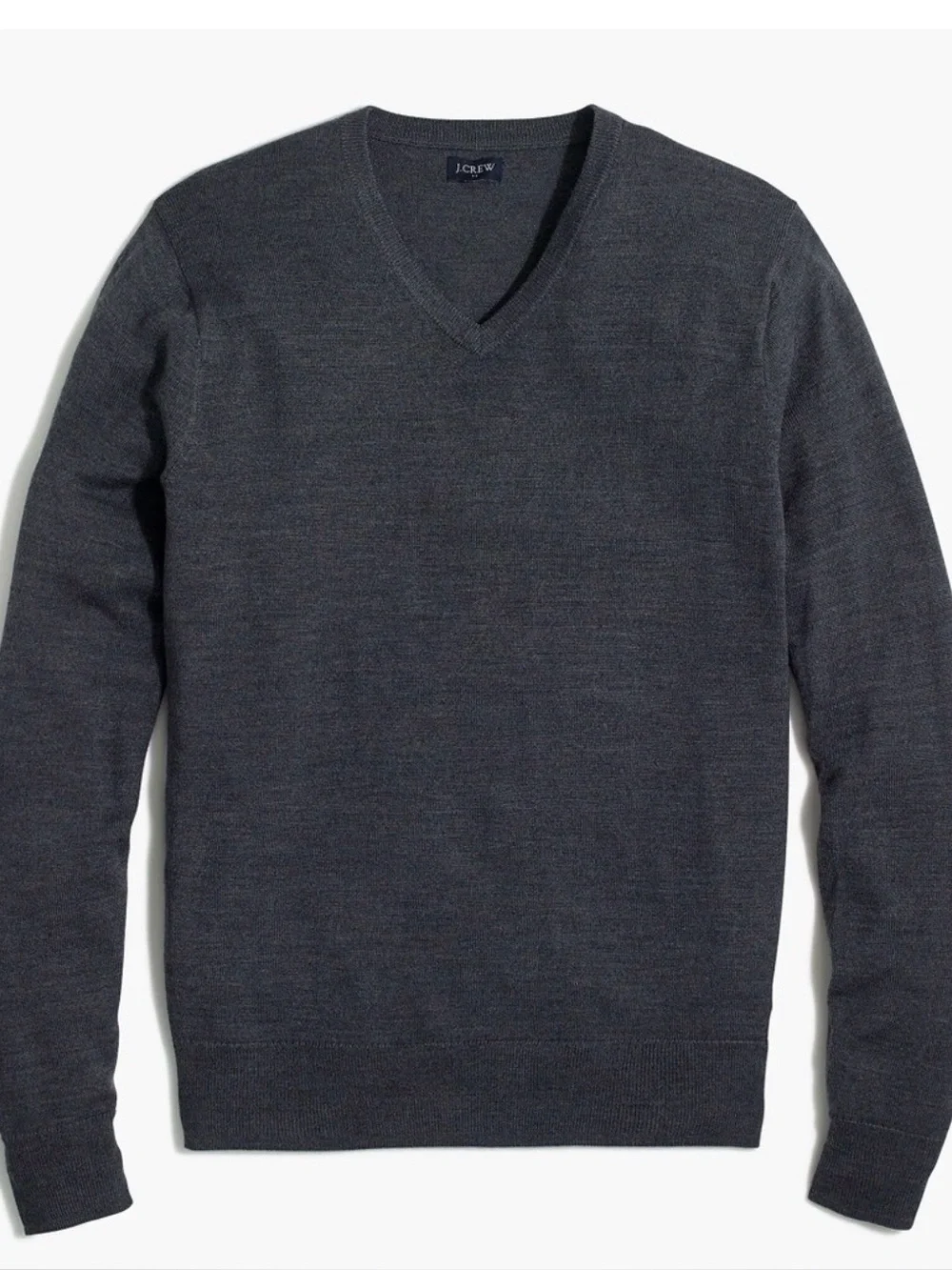 J. Crew Mens V Neck Sweater 100% Merino Wool Charcoal Gray Lightweight Pullover